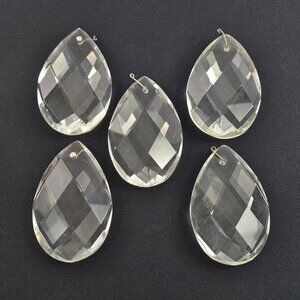 Vintage Chandelier Lamp Prisms Large Clear Glass Teardrop 5pc 2x3in